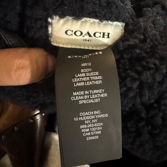 Size:6💕 Coach Genuine Black Shearling Two Side with Hoodie Tall Jacket Coat - Picture 12 of 16